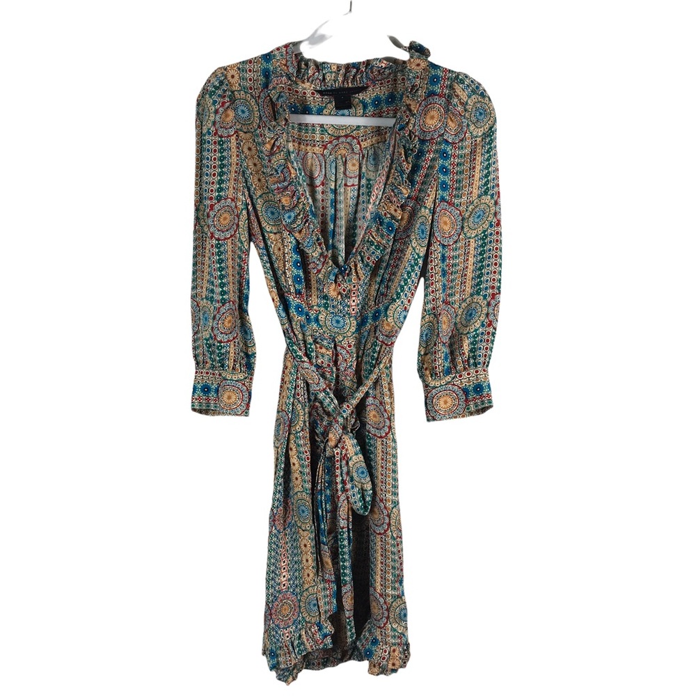 Marc by Marc Jacobs | 70s Retro Floral Printed Silk Wrap Dress Ruffle Collar 4